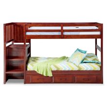 double story bed in wood with step stairs and draws in Pakistan