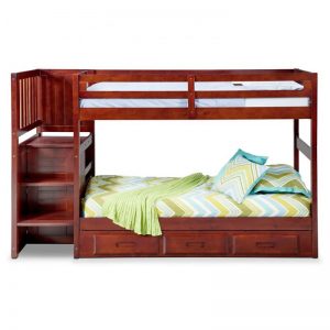 double story bed in wood with step stairs and draws in Pakistan