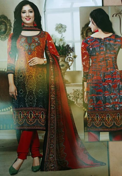 multi color printed lilan suit for casual wear