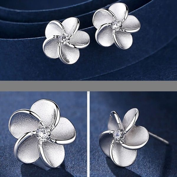 flower shape mini diamond fixed small earring studs in Pakistan