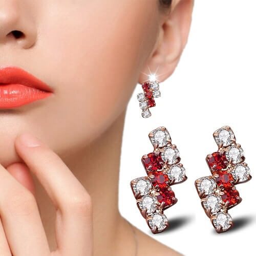 18 k Gold Irregular Crystal Stud Earring For Women