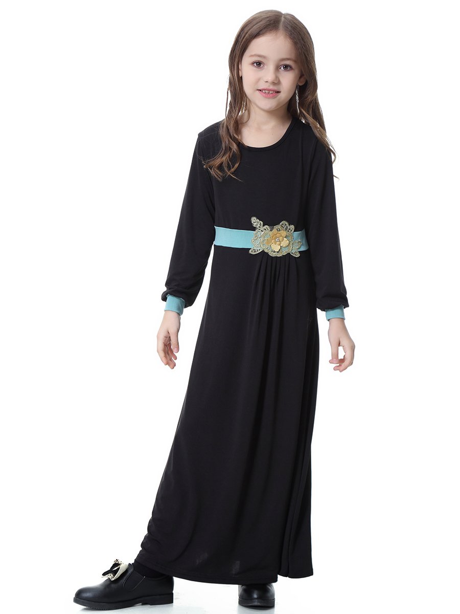 Casual Long Muslim Girls’ Acetate Dress | Hawashi Store