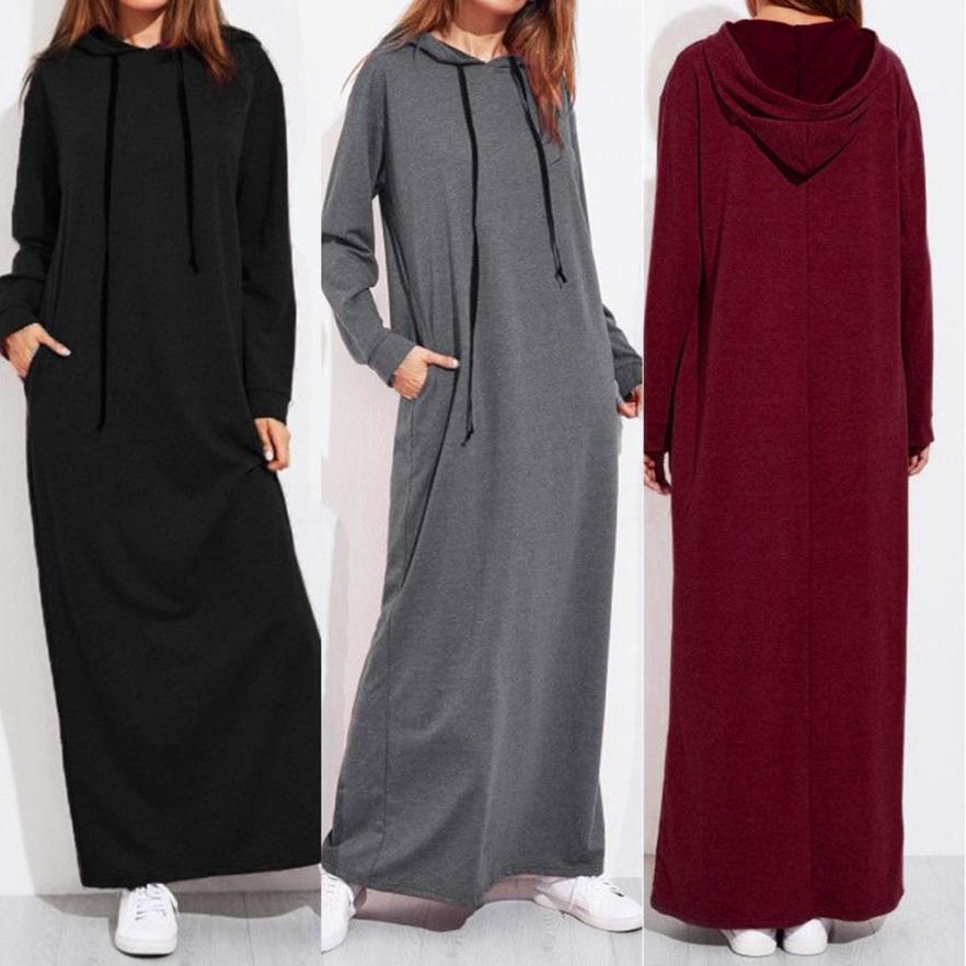 Women’s Long Sleeved Hooded Maxi Dress