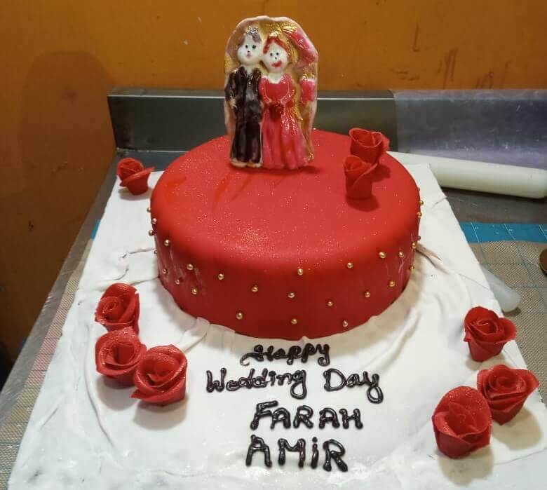 Happy Wedding Day Celebration Cake in Lahore