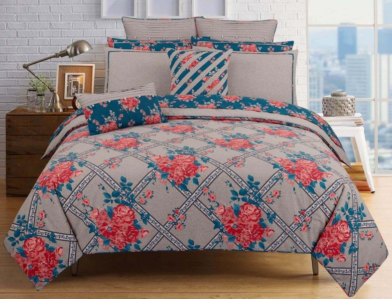 Coral Rose Design Quilt Cover Set For Your Bed