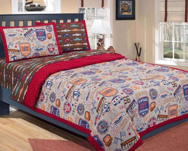 Kids Quilt Cover Set Racing Cars Style