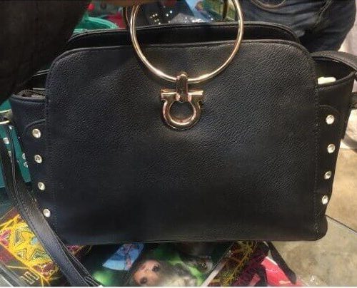 Ladies black bag golden Ring