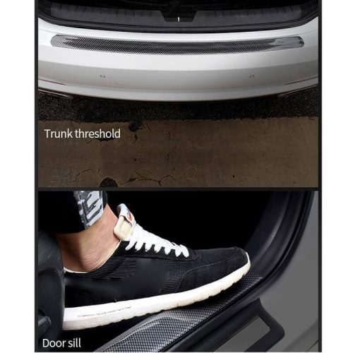 Car Carbon Fiber Rubber Styling Door Sill Protector